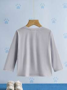 SHEIN | PAW Patrol Young Boy Letter & Cartoon Graphic Round Neck Long Sleeve T-Shirt - Grey - View 2