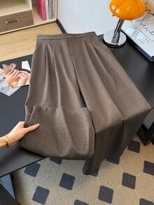 GlowEve CURVE Pantalones anchos plisados de colores variados de estilo casual - Café integral - Ver 2