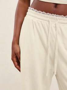 NYA SZN Pants Wide Leg Gray Trousers Matching Set Summer Lounge Pants - Apricot - View 4