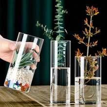 1个透明简约水培玻璃花瓶，适用于婚礼、客厅装饰、苔藓瓶礼品、生日、毕业典礼、家居装饰。 - 無色 - 查看 9
