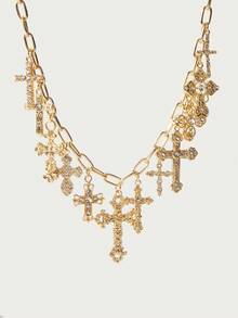 Glisma 1 件女士吊饰项链，粗链项链，带多个吊饰，女士珠宝 - 金色 - 查看 1