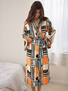 Ocili Women's Soft Striped Fleece Robe, Loungewear Sleepwear - Multicolor - View 7
