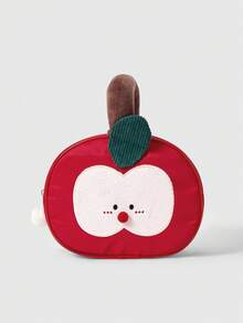 ROMWE Kawaii Bolso de mano con diseño de manzana grande de dibujos animados en colores contrastantes - Rojo - Ver 1