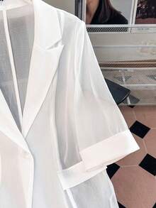 GlowEve 女士纯色简约休闲长袖薄款西装外套 - 白色 - 查看 7