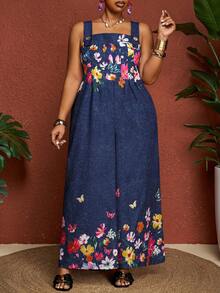 SHEIN CURVE+ Bộ áo liền quần kiểu cổ điển dành cho nữ cỡ lớn, có túi, thích hợp cho mùa tựu trường và mùa thu đông, CURVE PLUS. - Nhiều màu - Xem 6