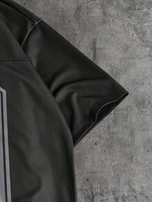 AXEPEAK 男士休闲数字印花圆领短袖T恤短裤套装，夏季 - 黑色 - 查看 6