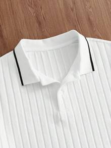 Manfinity Unisex Áo polo nam tay ngắn thêu chữ, kiểu dáng thường ngày, thích hợp đi làm. - trắng - Xem 3