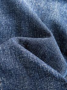 Elamini 女士短款牛仔夹克，带交叉绑带 - 藍色 - 查看 7