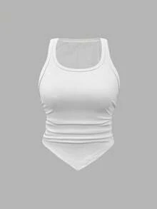 SHEIN ChicEase 多色褶裥下摆V领吊带背心套装 - 彩色 - 查看 5