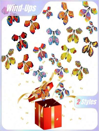 SHEIN 5/10 件魔法上弦飞蝴蝶橡皮筋动力魔法仙女飞行玩具书签贺卡惊喜礼物派对礼物