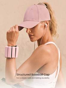 GLOWMODE Everyday Pony Water-Resistant Magnetic Ponytail Baseball Hat Gym Studio Hike Outdoors Daily Casual Wear - Pink - View 3