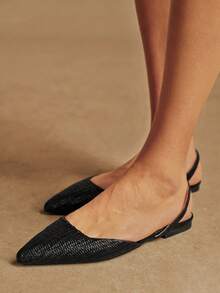 Rosivie Giày bệt mũi nhọn nữ, kiểu dáng thường ngày, thời trang cho mọi dịp. - màu đen - Xem 2