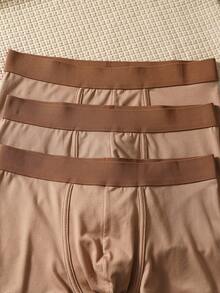 EverLounge Bộ 3 chiếc quần boxer nam đơn giản, màu trơn, thoải mái. - Màu Khaki - Xem 3