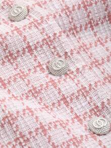 DAZY 情人节粉色格子 V 领露背派对和返校季女士背心 - 粉色 - 查看 4