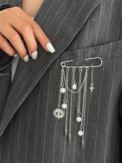 1 Stylish And Exquisite Star Rivet Imitation Pearl Fringed Brooch, Suitable For Adjusting And Decorating Clothes And Pants, Ideal Gifts For Family, Friends And Classmates, Holiday Gifts, Birthday Gifts