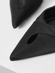 Mnmlis 女士尖头搭扣设计时尚优雅百搭高跟鞋 - 黑色 - 查看 11