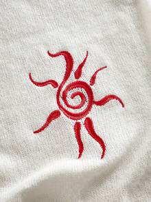 ROMWE MEN Chaleco de punto casual con cuello redondo con bordado de luna y sol para hombres - Multicolor - Ver 4