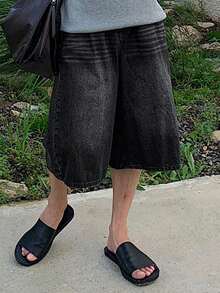 DAZY Men's Black Washed Denim Shorts With Belt, Summer - Black - View 5