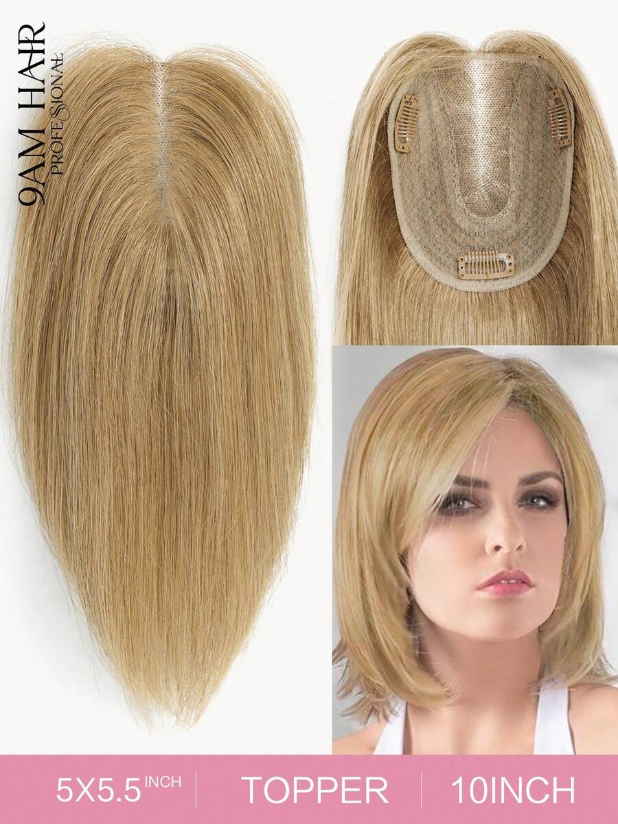 Adornos para el cabello para mujeres, cabello humano real, base de encaje mejorada, sin flequillo, piezas para adelgazar el cabello, adorno para uso diario - S12 - Ver 1