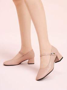 CUCCOO DOLLMOD 女士圆头粉色学院风JK鞋款，百搭舒适，可爱甜美双带玛丽珍鞋 - 淺粉色 - 查看 3