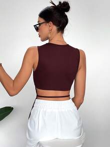 Siren Gaze Áo tank top nữ dáng ôm, hở lưng, màu trơn, thích hợp mặc mùa hè. - Màu Tím - Xem 5