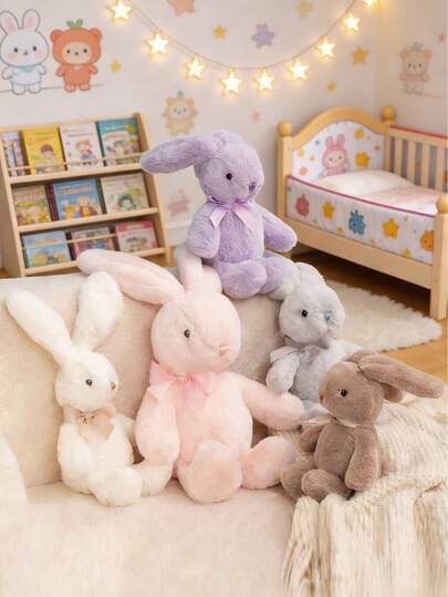 POKOJA LAND POKOJA LAND 9.84 Inch Easter Bunny Plush Toy Wearing Cute Bow, Drop Ear Rabbit Plush Toy, Long Ear Rabbit Shape, Room Decoration, Creative Gift, Children's Birthday Party, Home, Girl Room Decoration, Suitable For Kids, Friends, Girlfriend's Birthday, Valentine's Day, Children's Day, Easter Surprise Gift Spring To Summmner