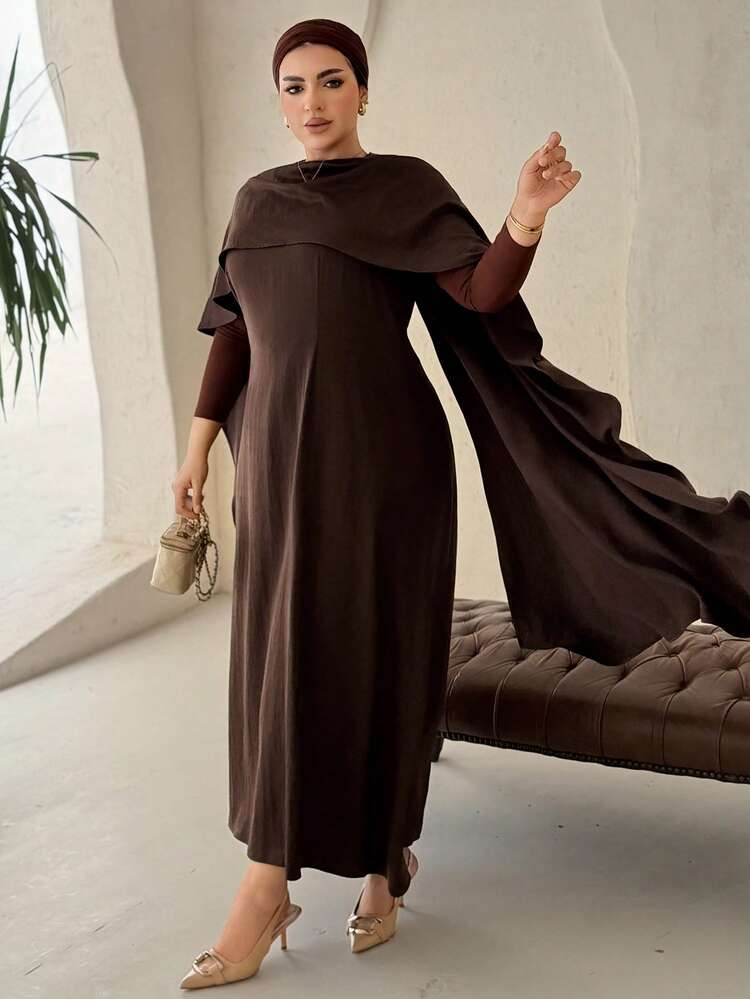 Dazy Plus Plus Size Women Elegant Bodycon Long Dress With Detachable Shawl, Suitable For Party, Spring/Summer Maxi Dress Sundress