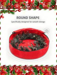 1pc Floral Wreath Storage Bag For Holiday Decorations, Zippered, Portable, Hand-Carry Storage, Organized, Water- And Dust-Resistant. - Red - View 7