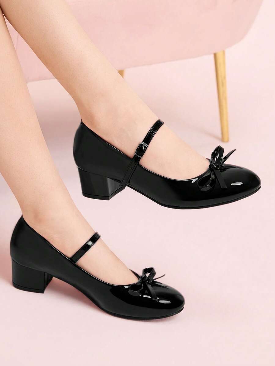 CUCCOO DOLLMOD Fashionable Bow Decor Women's High Heels, Lolita Style Princess Shoes, Cute Pink High Heels Valentine's Day - Black - View 1