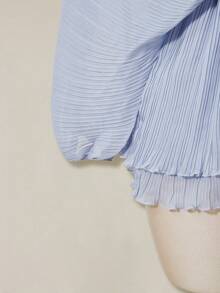 SHEIN ICON 女士优雅纯色蝙蝠袖迷你连衣裙 - 淺藍色 - 查看 6