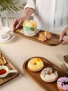 1/2 Piece Acorn-Shaped Wooden Tray, Oval Tray, Rectangular Tray, Wooden Tray, Beauty Display Tray, Perfume Tray, Bathroom Tray, Utensil Wooden Tray, Cake Tray, Kitchen Tray, Display Stand, Food Tray, Cupcake Tray, For Decoration, Halloween, Easter, Valentine's Day, Christmas, Table Decoration, For, Cake, Bread, Perfume, Jewelry, Bathroom Products - Multicolor - View 10