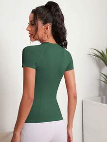 Easithlete 交叉后背运动背心健身背心健身房女式衬衫 - 墨綠色 - 查看 2