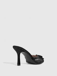 CUCCOO SZL صنادل نسائية بكعب عالي مفتوحة الأصابع مزينة بفيونكة من الدانتيل بتباين الألوان، مناسبة لعيد الحب - الأسود - مشاهدة 8