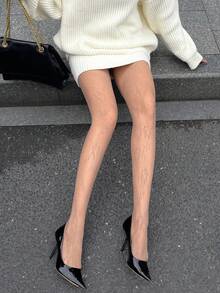 DAZY Women's Fashionable Sexy Lace Leggings - Apricot - View 6