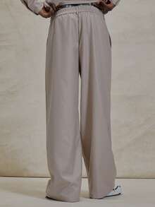 Musero Wide Leg Baggy Smart Style Pleated Button Fastening Strap Detailing Trouser Pants Spring Summer Essentials - Dusty Pink - View 4