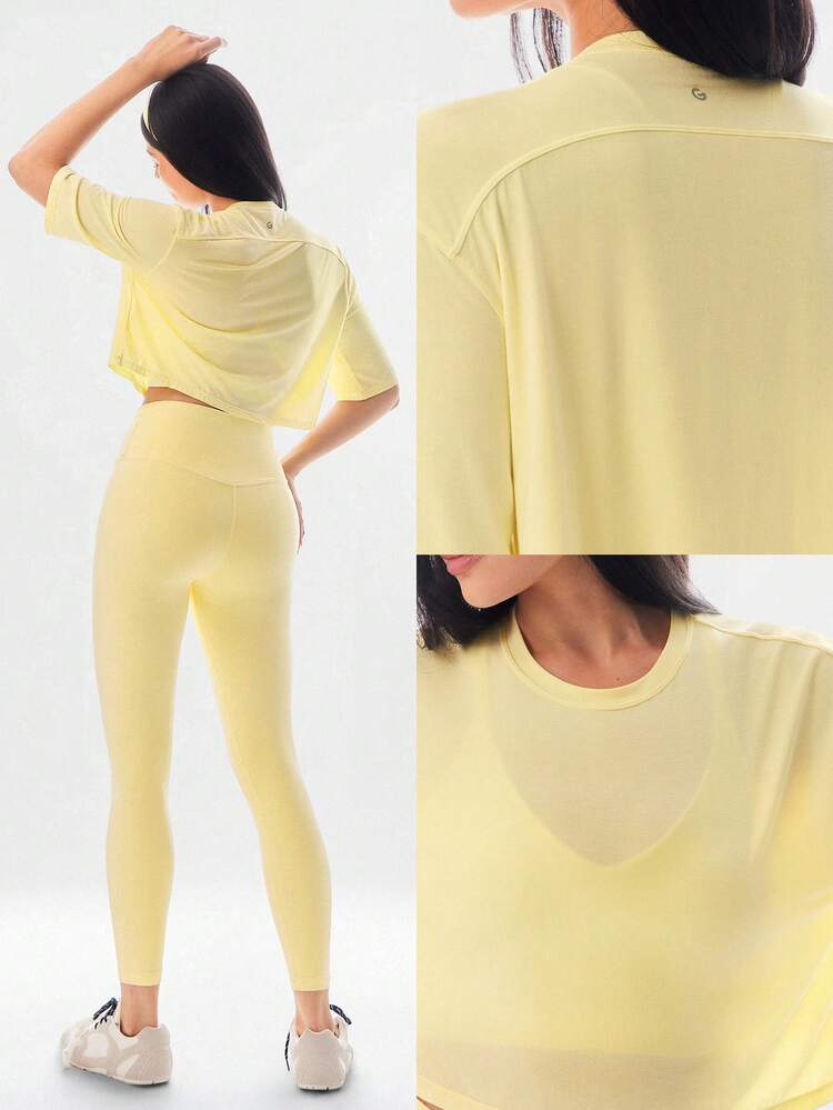 TENCEL™ Modal Big Day Lightweight Silky-Smooth Sweat-Wicking Oversized Cropped Crewneck T-Shirt Yoga Pilates Studio Daily Wear