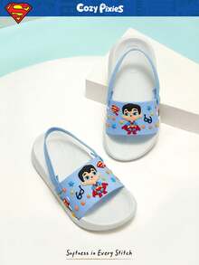 SUPERMAN X Cozy Pixies 1 Pair Fashionable Casual Summer Cute Cartoon DC Superhero Print Beach Slippers Flat Sandals - Blue - View 2