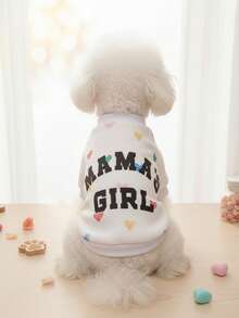 PETSIN 1. Áo nỉ in hình trái tim màu sắc, chữ đen, dày dặn và ấm áp, kiểu dáng thú cưng, thích hợp cho mùa thu và mùa đông, phối màu trắng. - trắng - Xem 4