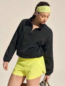 SHEIN In My Nature Women's Lightweight Loose Outdoor Windbreaker Jacket, Water-Resistant - Black - View 7