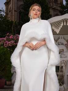 VOLUPTÉ CURVE Plus Size Summer White Solid High Neck Sleeveless High-Waist Wide-Leg Jumpsuit For Wedding Guests, Parties, Going Out, Graduation, Birthdays - White - View 2