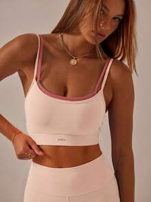 Aralina Double Strap Cut Out Crop Top And High Waist Leggings Stretchy Workout Sets Women - Baby Pink - View 8