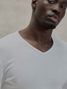 Musero Slim Muscle Style Fit Long Sleeve Slight Neck TShirt Basics Plain Top Essentials Capsule Wardrobe Layering Spring&Summer - White - View 6