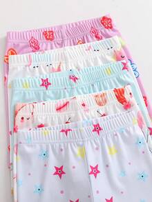 SHEIN 【2件套】女童独角兽卡通印花短袖短裤针织贴身睡衣家居服套装 - 彩色 - 查看 7