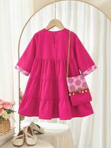 SHEIN 女婴碎花拼接长裙 - 彩色 - 查看 2