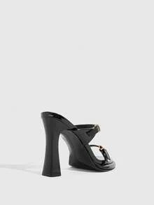 CUCCOO SZL Women's Buckle Design Fashion Daily Wear High Heel Sandals - Black - View 8