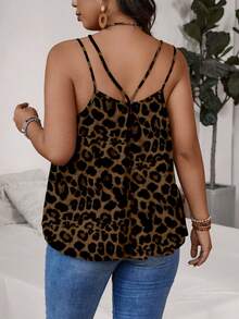 SHEIN VCAY Plus Size Women Leopard Print Sexy Versatile Camisole Top, Suitable For Dates And Outings - Multicolor - View 2