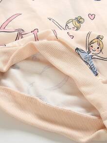 SHEIN Playful Pals 2pcs/Set Baby Girl Infant Casual Cute Everyday Versatile Ballet Girl Bow Pattern Knit Soft Baby Fabric Crew Neck Long Sleeve Sweatshirt Tee And Skinny Pants Purple Pants Set, Autumn/Winter Outfit - Blue - View 7