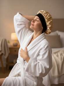 Jednoczęściowy czepek do włosów suchych, satynowy, wielokolorowy wzór w panterkę, złoty styl, miękki i elastyczny pasek z połyskiem, odpowiedni do codziennego noszenia przez kobiety - Wielokolorowe - Zobacz 8