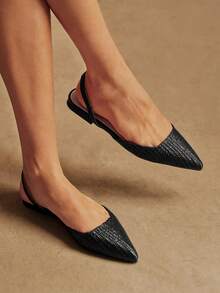 Rosivie Giày bệt mũi nhọn nữ, kiểu dáng thường ngày, thời trang cho mọi dịp. - màu đen - Xem 8