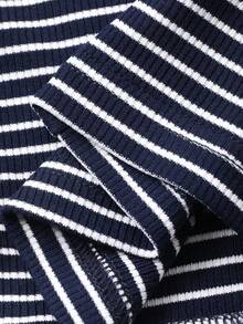 DAZY 男童条纹印花短袖上衣和裤子睡衣套装 - 藏蓝色 - 查看 7